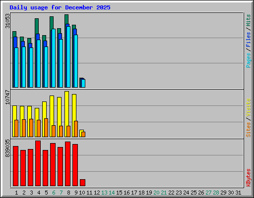 Daily usage for December 2025